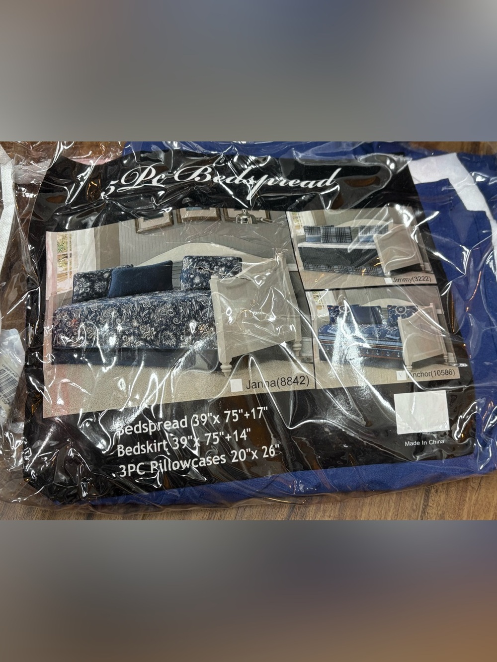 Twin size navy blue bed skirt, new in package